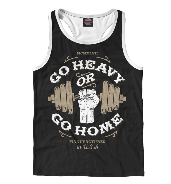 Мужская майка-борцовка с изображением Powerlifting цвета Белый