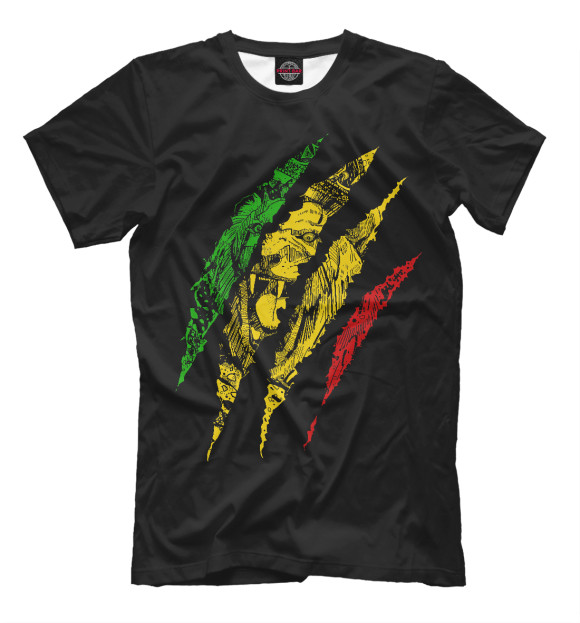 Мужская футболка с изображением Jamaica Lion цвета Черный