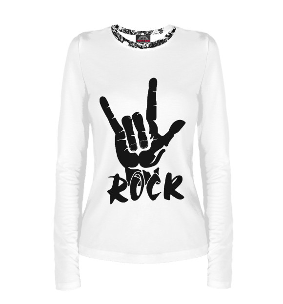 Женский лонгслив с изображением Rock цвета Белый