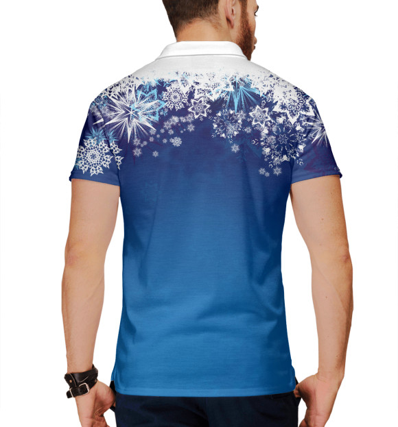 Мужское поло с изображением снежинки цвета Белый