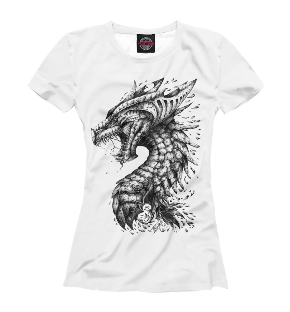 Футболка для девочек с изображением Dragon цвета Белый