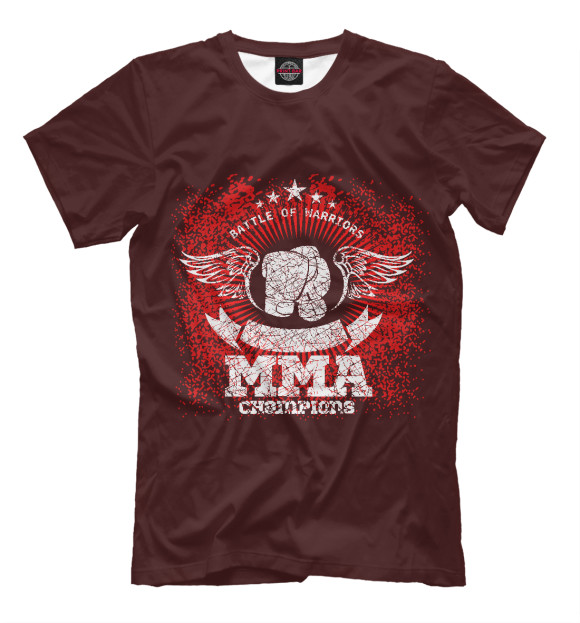 Мужская футболка с изображением MMA CHAMPIONS цвета Темно-красный