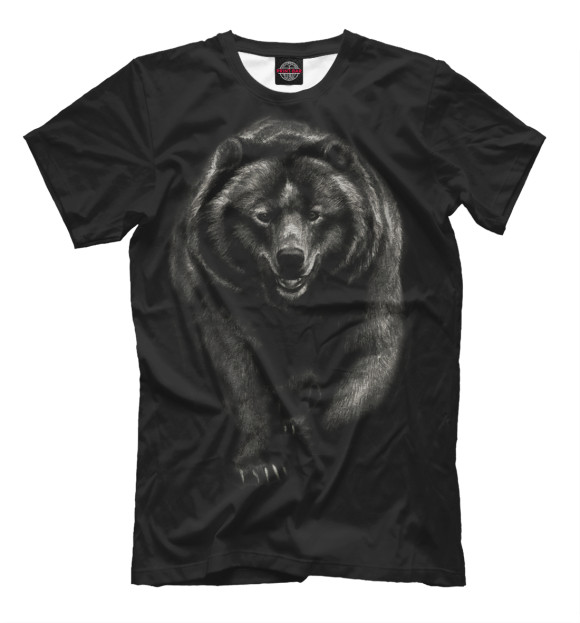 Мужская футболка с изображением Медведь цвета Черный