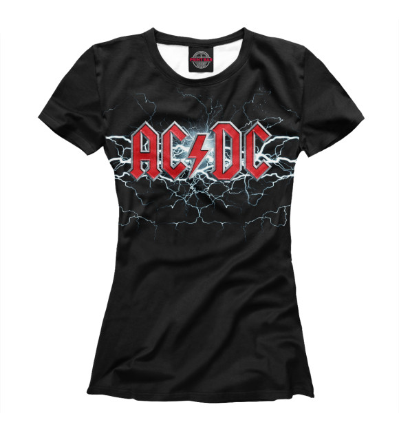 Футболка для девочек с изображением AC/DC Молнии цвета Белый