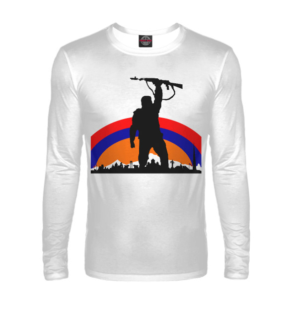 Мужской лонгслив с изображением Армения цвета Белый