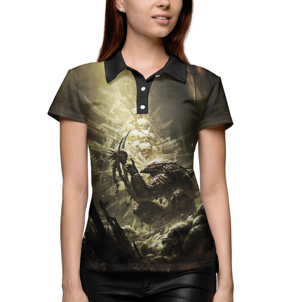 Женское поло с притом Хищник цвета Белый Женское поло с изображением Хищник цвета Белый