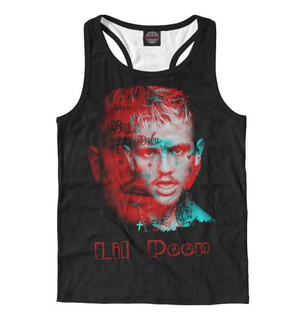 Мужская майка-борцовка с притом Lil peep psychedelic цвета Белый Мужская майка-борцовка с изображением Lil peep psychedelic цвета Белый