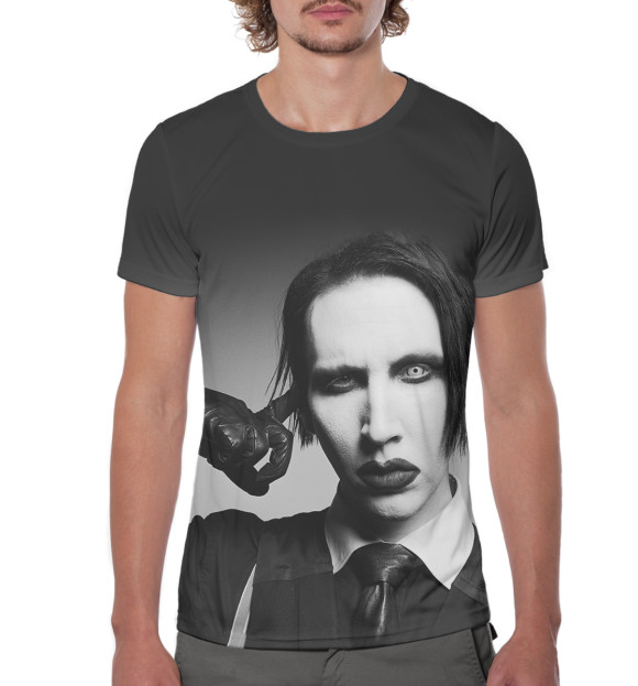 Мужская футболка с изображением Mаrilyn Manson цвета Белый