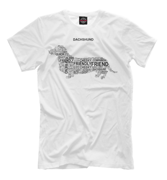 Мужская футболка с изображением Dachshund Такса цвета Молочно-белый