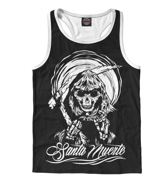 Мужская майка-борцовка с притом Santa Muerte цвета Белый Мужская майка-борцовка с изображением Santa Muerte цвета Белый