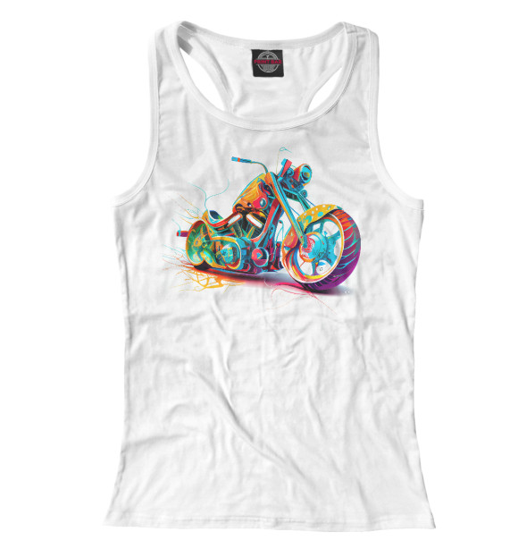 Женская майка-борцовка с изображением Чоппер в ярких цветах цвета Белый