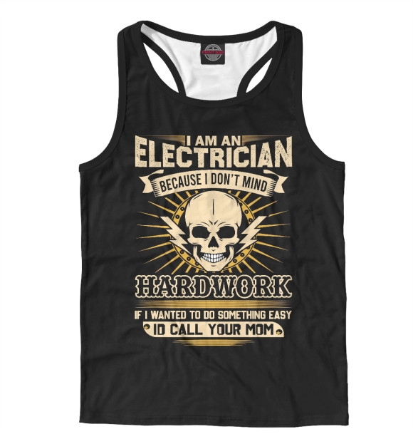 Мужская майка-борцовка с изображением Электрик цвета Белый