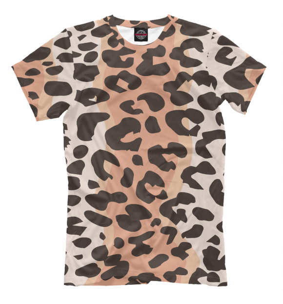 Мужская футболка с изображением Леопард цвета Молочно-белый