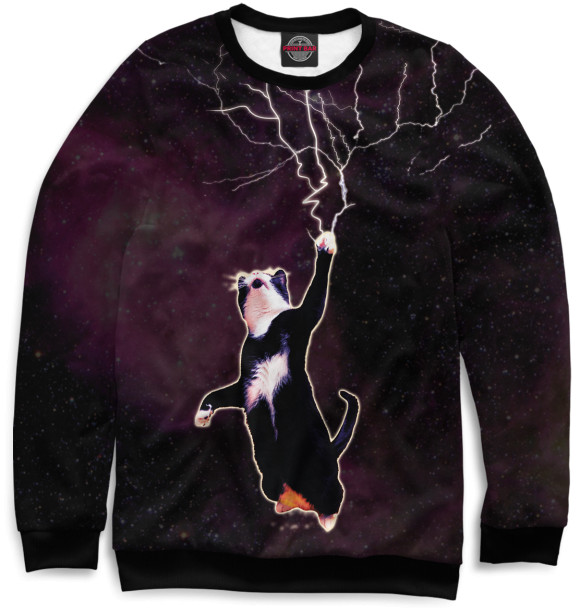 Свитшот для девочек с изображением Кот цвета Белый