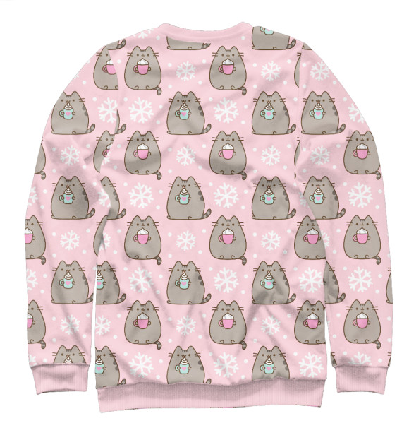 Женский свитшот с изображением Pusheen Уютный Паттерн цвета Белый