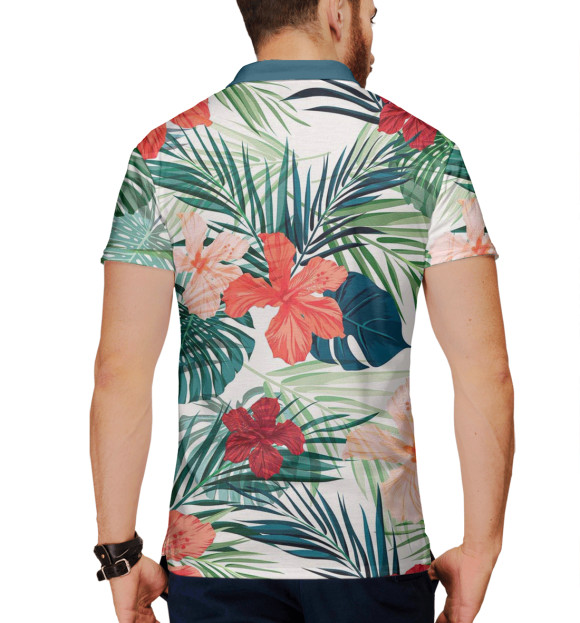 Мужское поло с изображением Пальмы цвета Белый