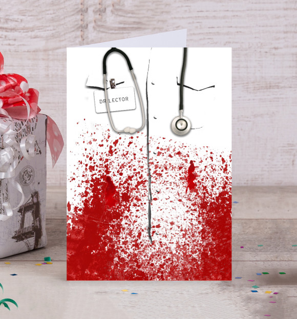 Открытка с изображением bloody doctor цвета Белый
