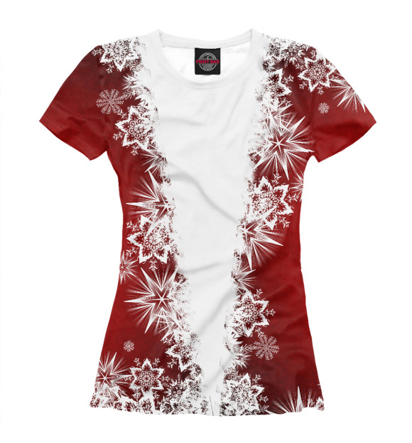 Женская футболка с изображением Cнежинки цвета Белый