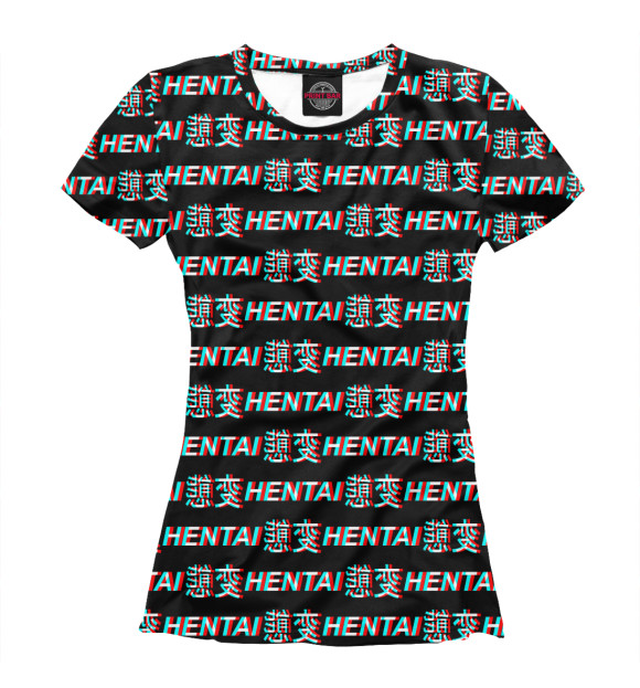 Женская футболка с изображением Hentai glitch цвета Белый
