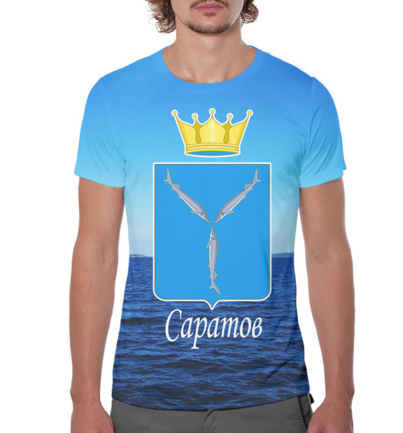 Мужская футболка с изображением Саратов цвета Белый