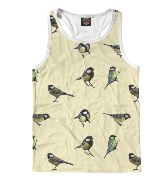 Мужская майка-борцовка с изображением Птички цвета Белый