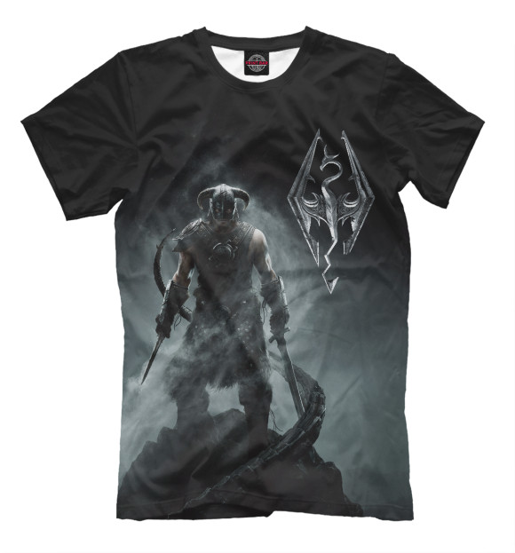 Мужская футболка с изображением Skyrim цвета Черный