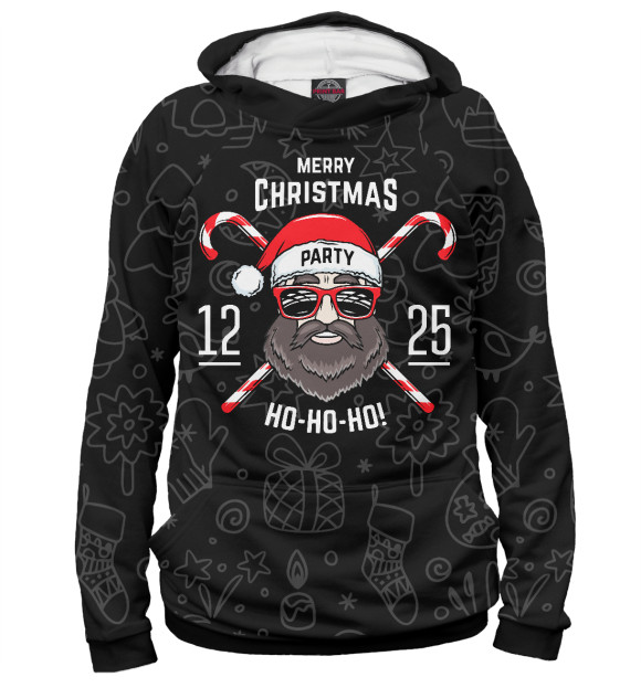 Женское худи с изображением Santa Hipster цвета Белый