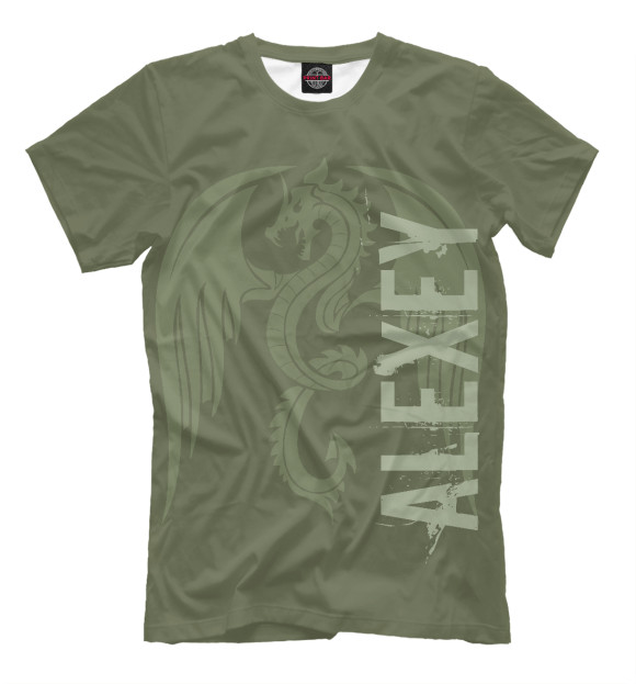 Мужская футболка с изображением Алексей и дракон цвета Серый