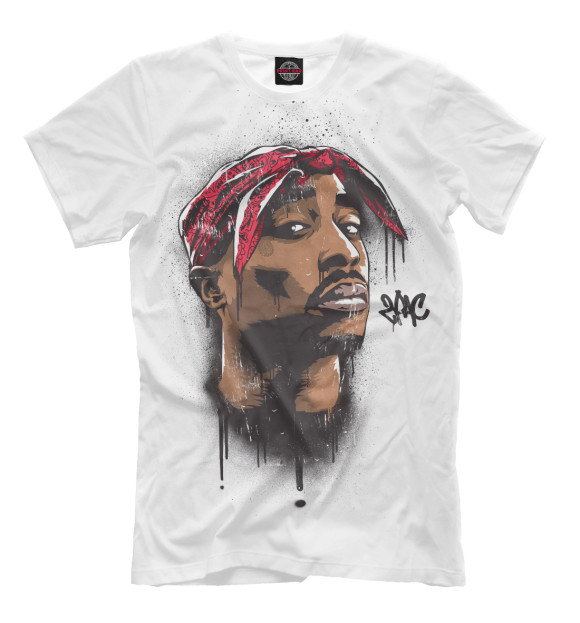 Мужская футболка с изображением 2Pac цвета Молочно-белый