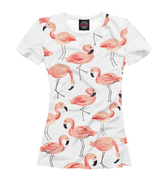 Женская футболка с изображением Фламинго цвета Белый