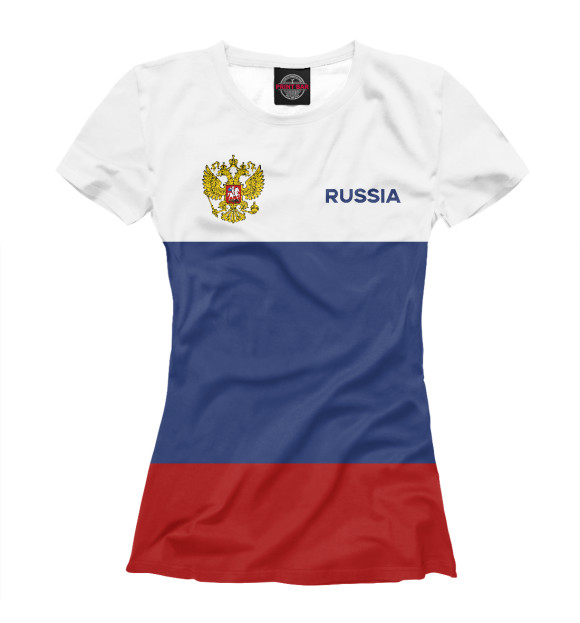Женская футболка с изображением Russia Tricolour цвета Белый