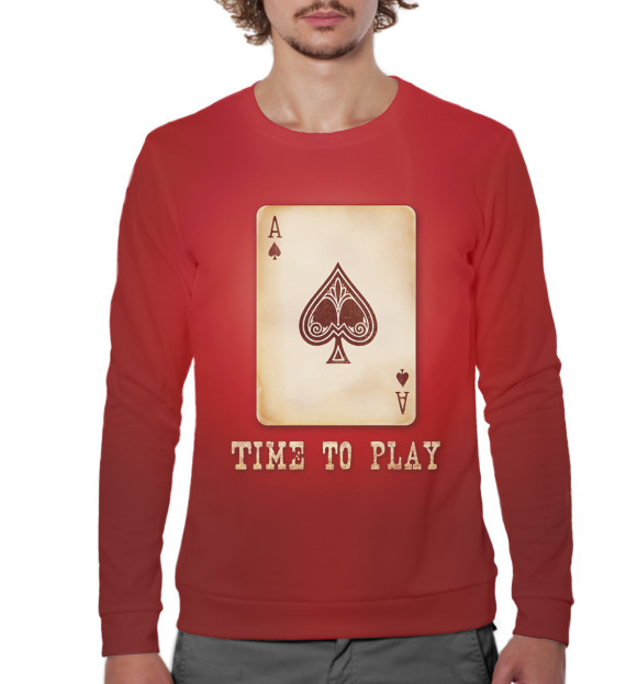 Мужской свитшот с изображением Покер цвета Белый