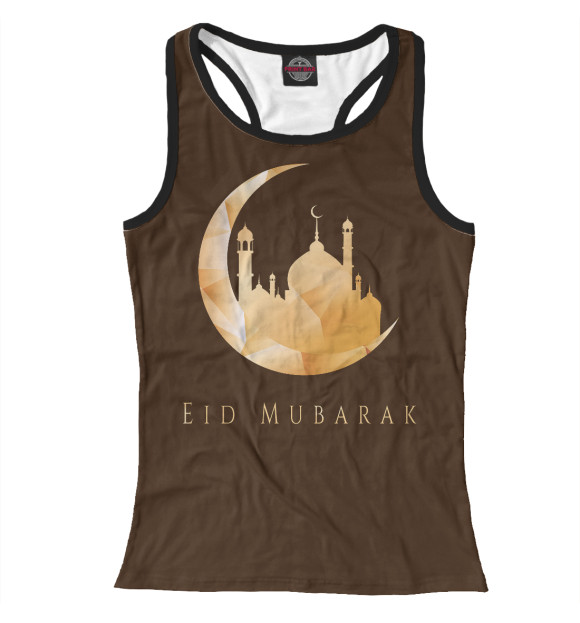 Женская майка-борцовка с изображением Eid Mubarak цвета Белый