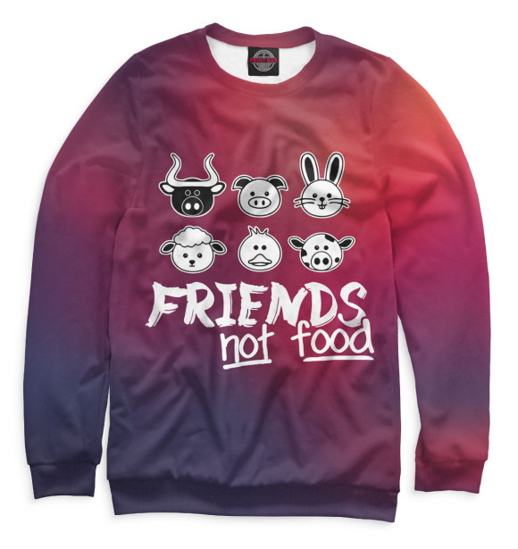 Мужской свитшот с изображением Friends Not Food цвета Белый