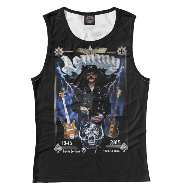 Женская майка с изображением Lemmy цвета Белый