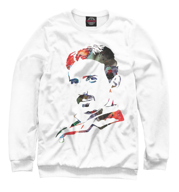 Мужской свитшот с изображением Nikola Tesla цвета Белый