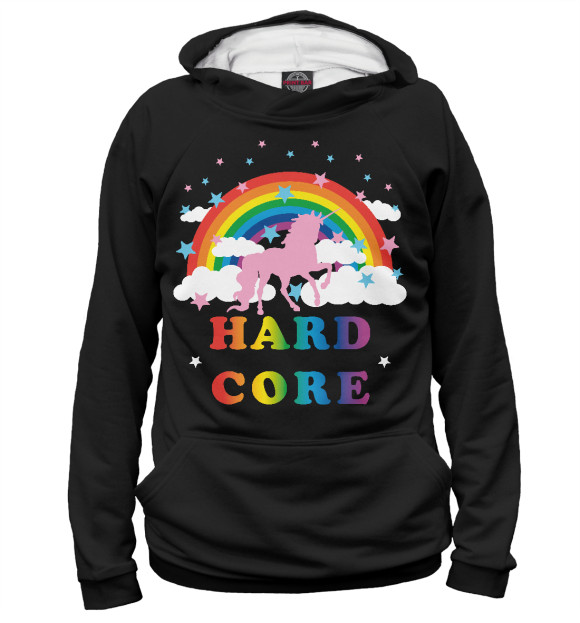 Мужское худи с изображением Hardcore цвета Белый