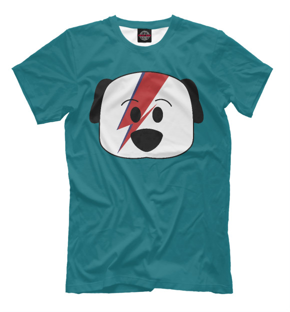 Мужская футболка с изображением Dog Bowie цвета Грязно-голубой
