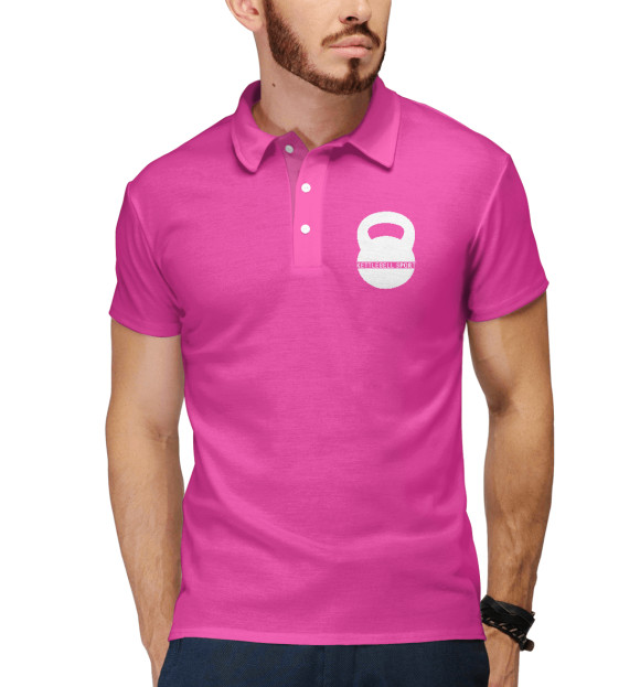 Мужское поло с изображением Гиревой спорт цвета Белый