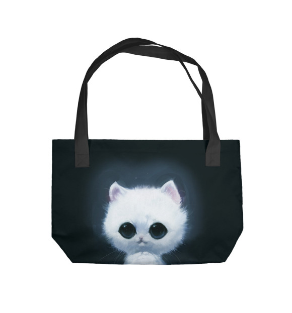 Пляжная сумка с изображением White kitten цвета 