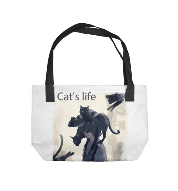 Пляжная сумка с изображением Кошачья жизнь цвета 