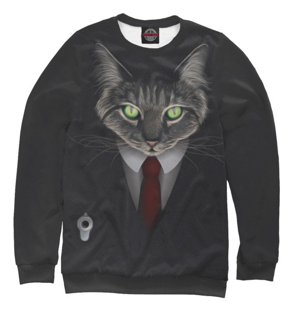 Свитшот для мальчиков с изображением Cat Hitman цвета Белый