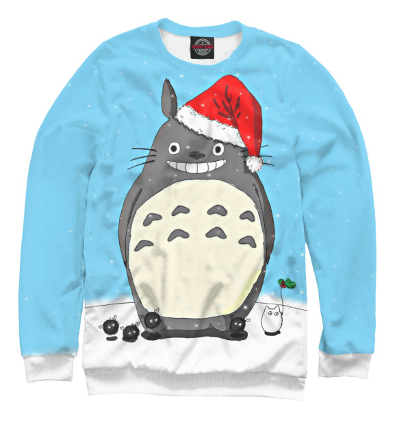Свитшот для мальчиков с изображением New Year Totoro цвета Белый