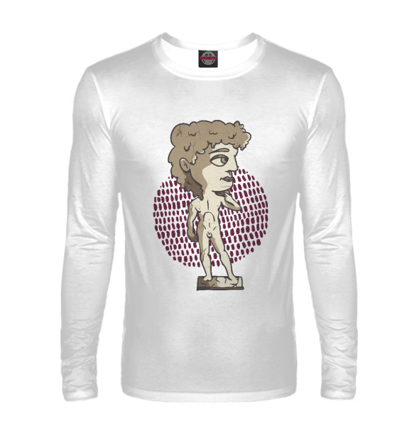 Мужской лонгслив с изображением Статуя Давида Чиби цвета Белый