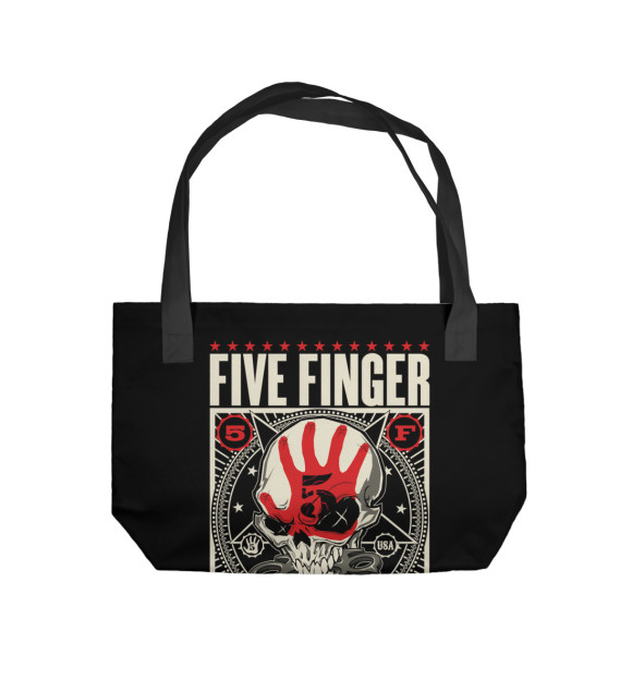 Пляжная сумка с изображением Five Finger Death Punch цвета 