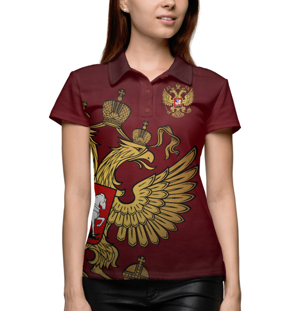 Женское поло с изображением Россия цвета Белый