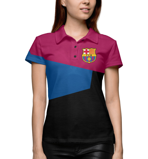 Женское поло с изображением Barcelona FC 2018 цвета Белый