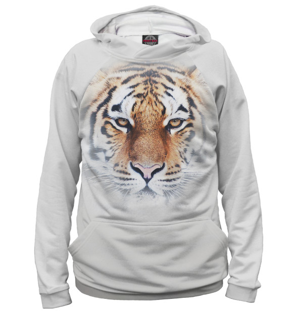 Мужское худи с изображением Тигр цвета Белый