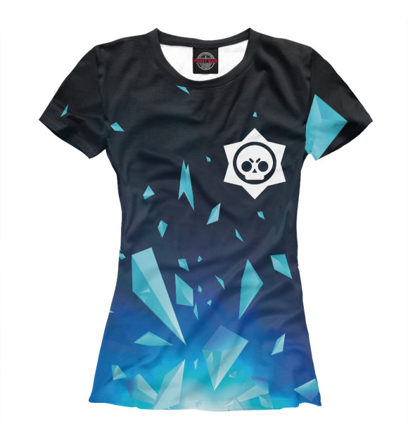 Женская футболка с изображением Brawl Stars взрыв частиц цвета Белый