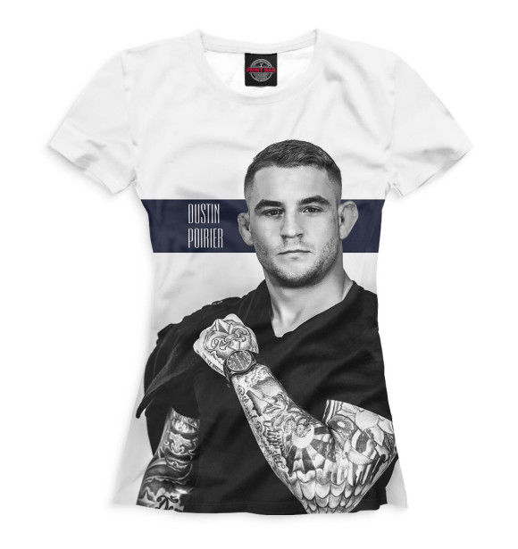 Женская футболка с изображением Dustin Poirier цвета Белый